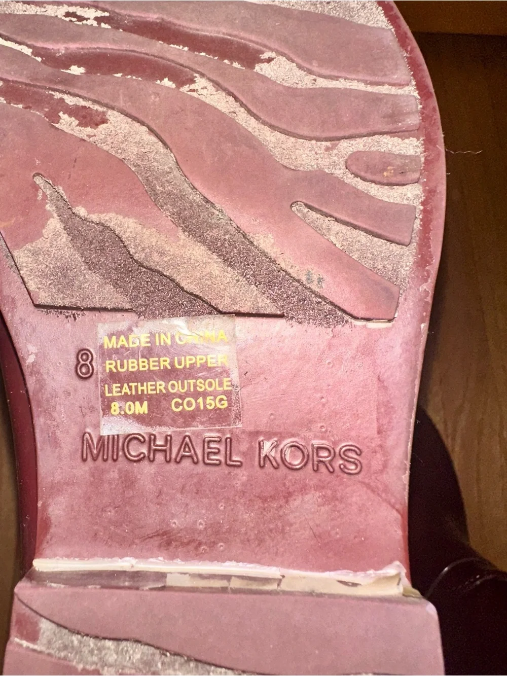 Michael Kors Glossy Burgundy Knee-High Rain Boots with Gold MK Accent